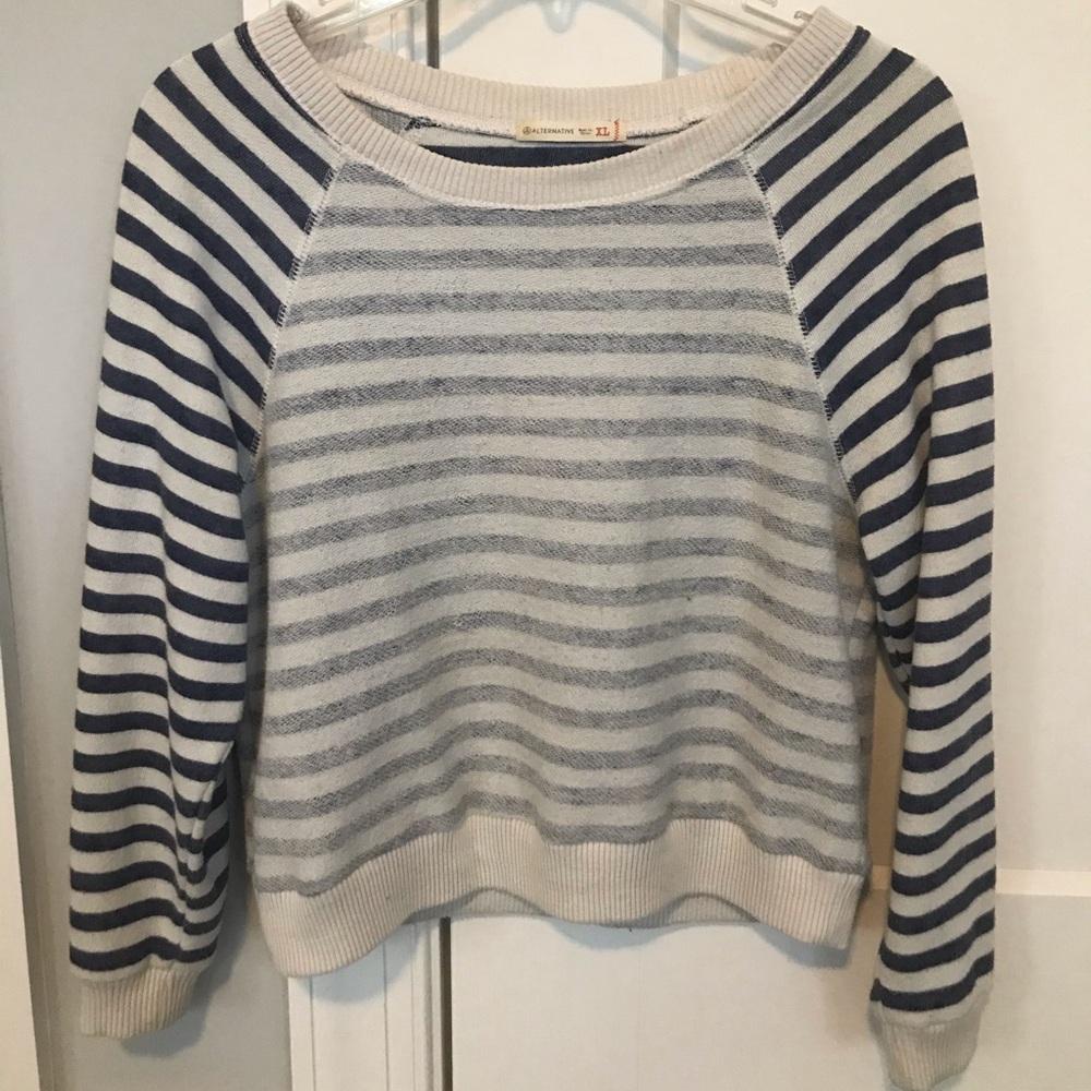 Cropped Navy Striped Sweater